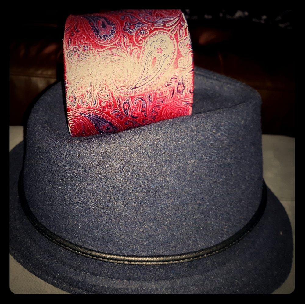 NEW Mens Navy Blue Henschel Wool Fedora- Large